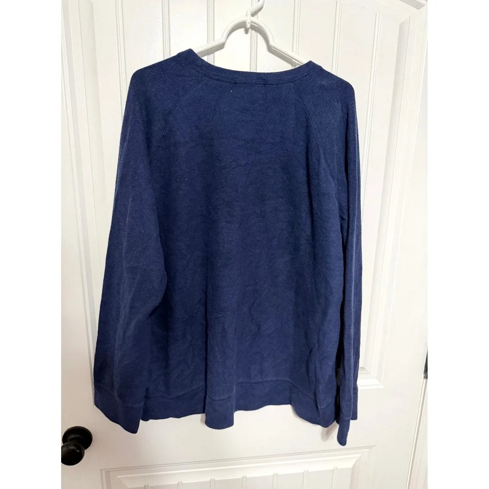 Banana Republic Sweatshirt Mens XXL Navy Blue Raglan Waffle Knit EUC